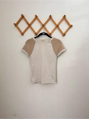 Cream & Beige Raglan Short Sleeve Tee